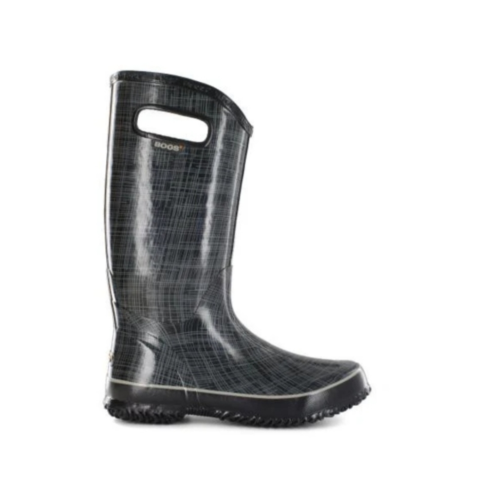 Bogs Women's Black Plaid Waterproof Tall Rain Boot